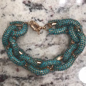 T&J Designs Blue Crystal Links Pave Bracelet